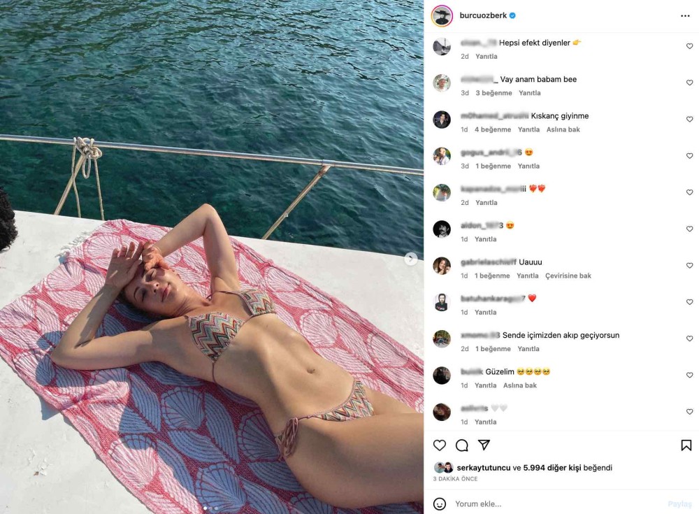 burcu ozberk in bikinili tekne paylasimi gundem oldu vay anam babam be